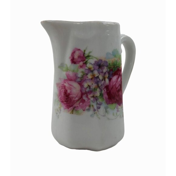 Greiner Herda Bavarian Creamer Small Pitcher Germany Pink Roses Porcelain 8oz - Picture 3 of 10